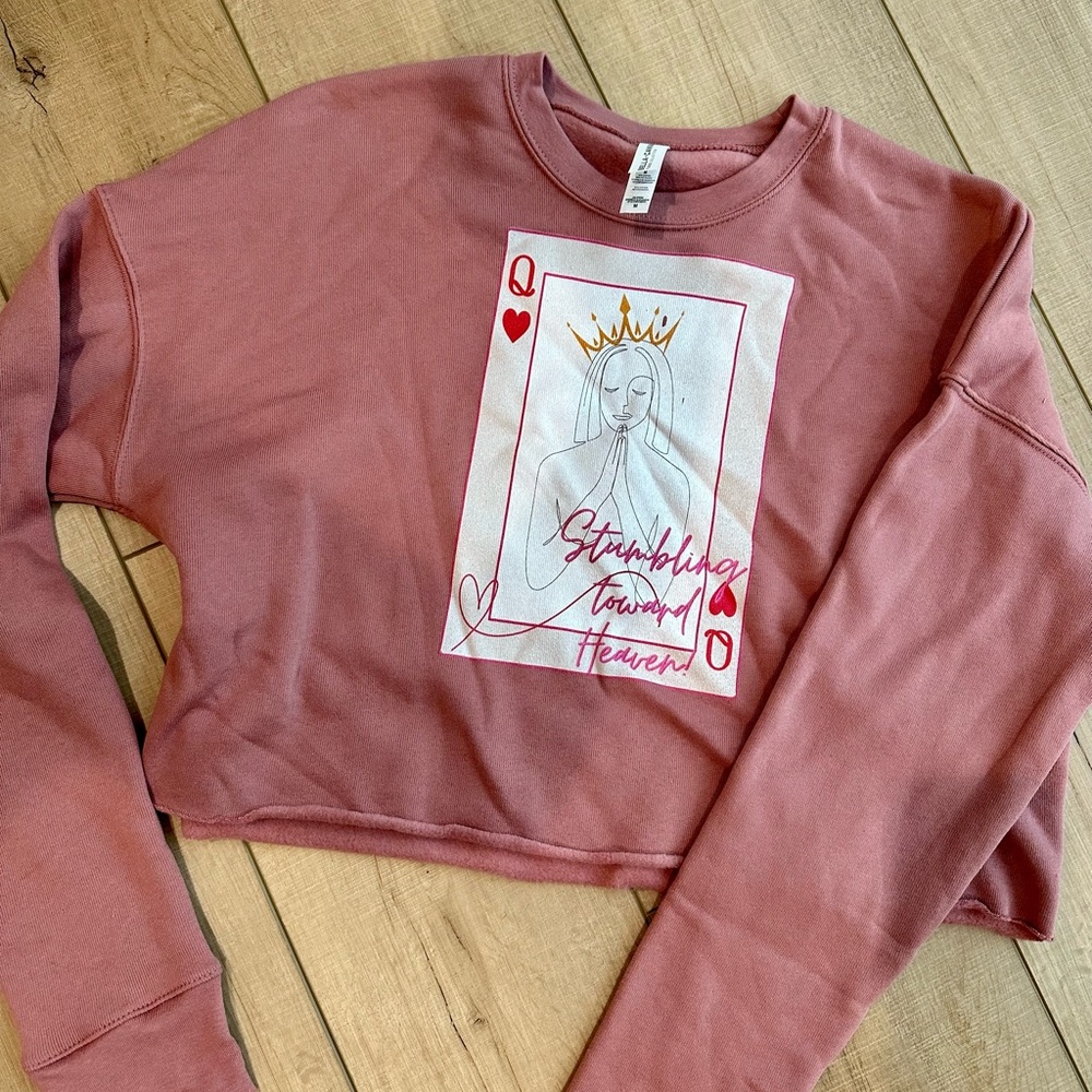 Stumbling Toward Heaven Crop Mauve Sweatshirt from Myootd.shop